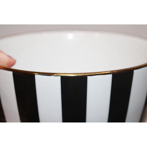Mickey Mouse Dog Dish Striped Black and White Porcelain Disney Chip Bowl - Picture 4 of 4